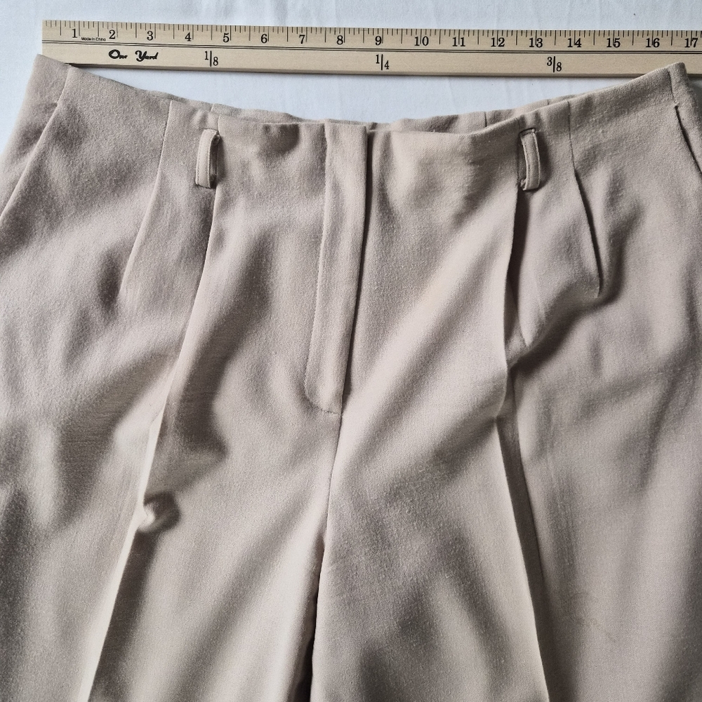 ​Talbots Petites Italian Fabric Wool Blend Pleated Trousers - Beige 14P - Picture 4 of 10